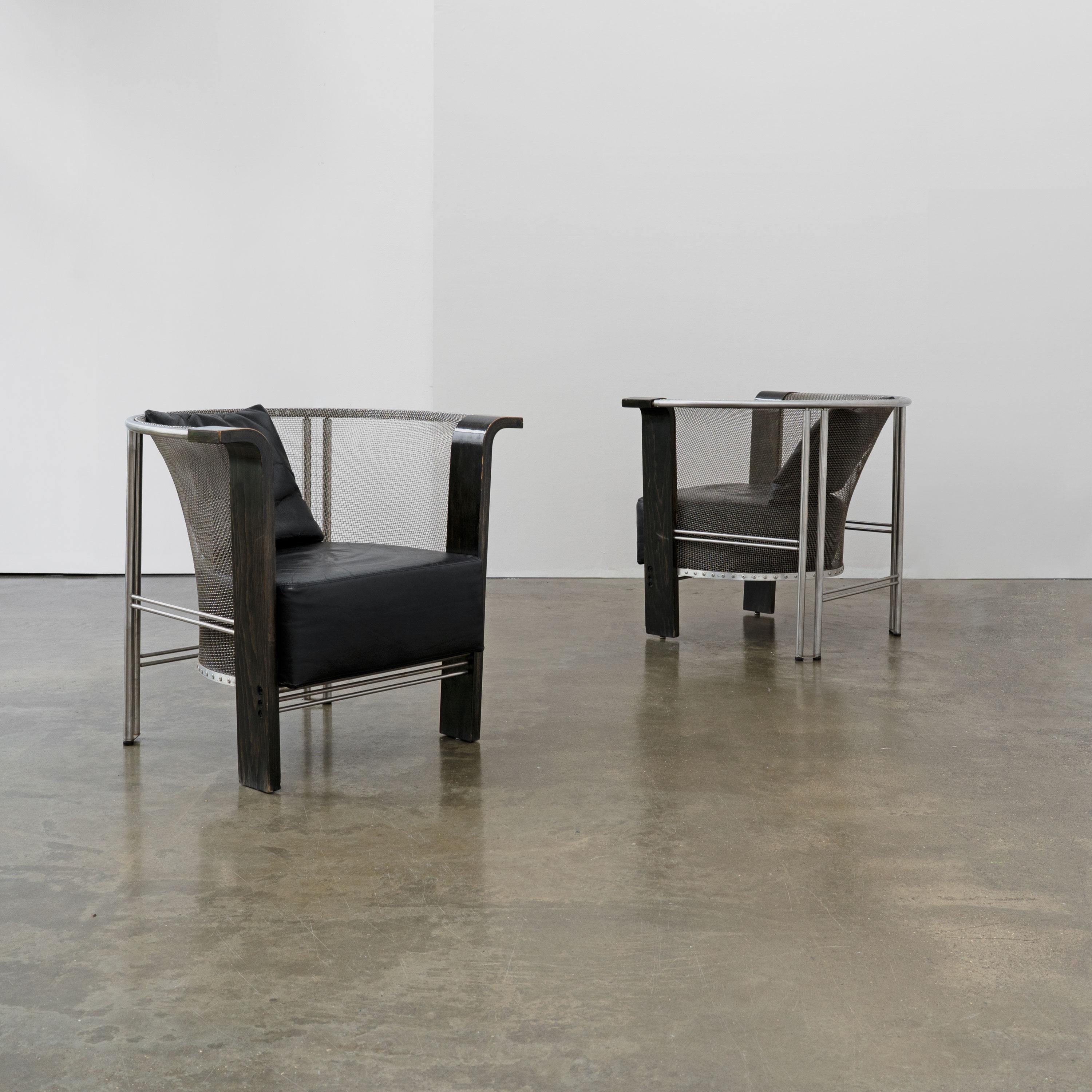Sillón postmoderno de acero y madera curvada de Franco Bulfoni, c.1990 en venta 3