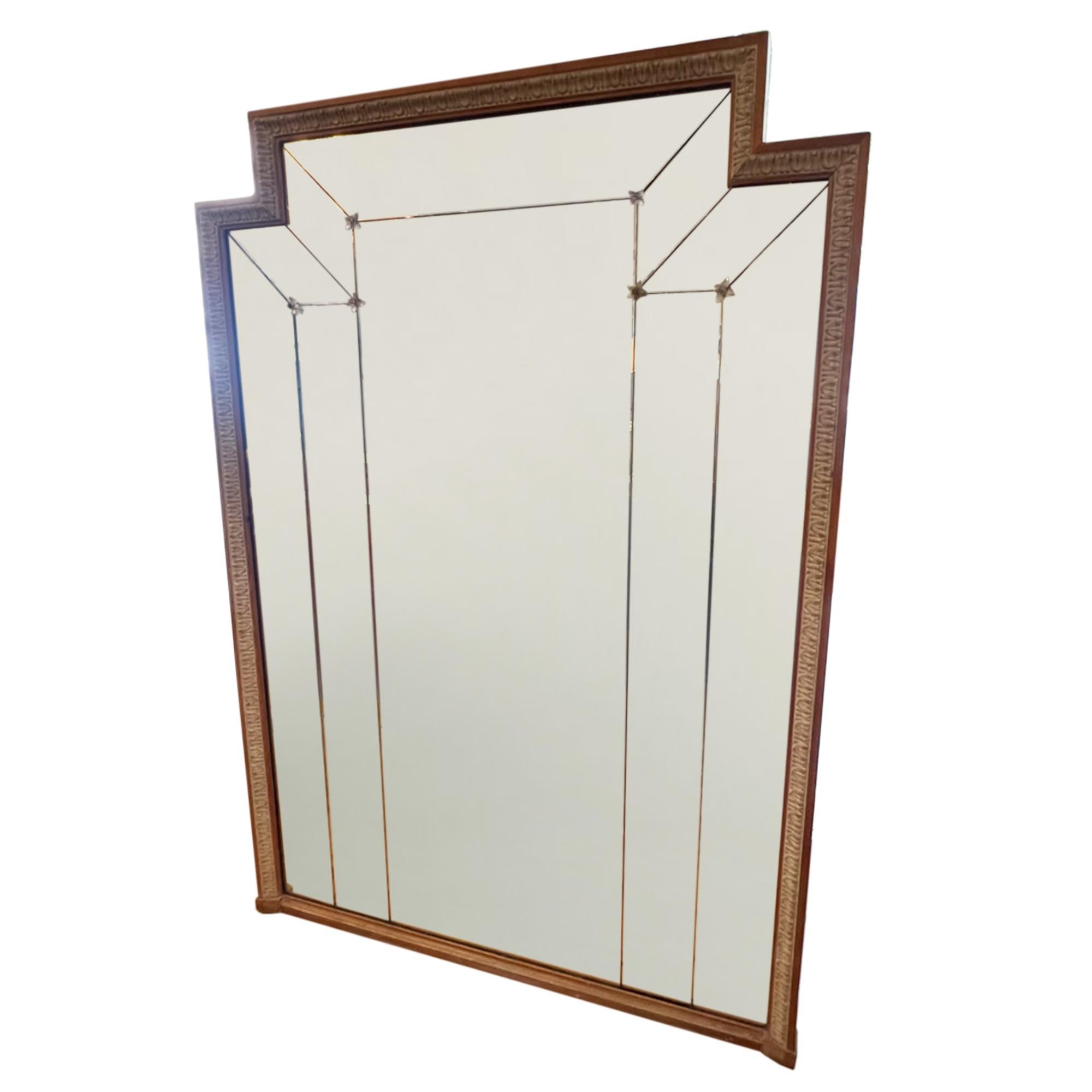 Grand Wall Deco Mirror avec cadre décoratif et verre sectionnel, français des années 1920 Bon état - En vente à London, GB