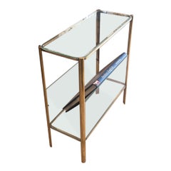 Midcentury Brass and Glass Magazine Rack/Side Table by Lepelletier, Paris 1960s