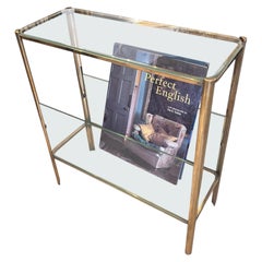 Midcentury Brass and Glass Magazine Rack/Side Table by Lepelletier, Paris 1960s