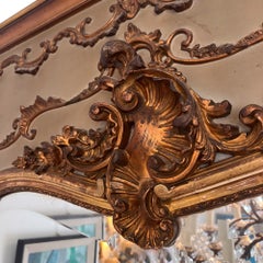 Grande specchio decorativo antico a trumeau, con motivi a ghianda e foglia di quercia, francese, XIX secolo