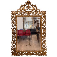 Large Decorative Carved Giltwood Wall Mirror with Vines, French 19th Century