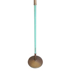 Italian Midcentury Adjustable Floor Lamp, Brass With Original Turquoise Paint