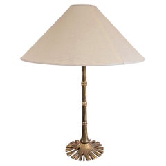 Einzelne französische Tischlampe aus Messing im Mid-Century-Stil mit Bambusoptik