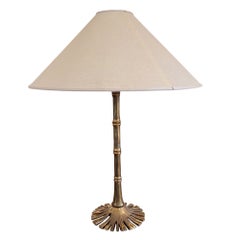 Einzelne französische Tischlampe aus Messing im Mid-Century-Stil mit Bambusoptik