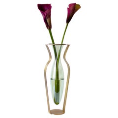 Droplet Tall Vase, Green Glass & Gold