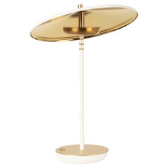 Artist Brass Table Lamp, White & Gold, Tilting Shader