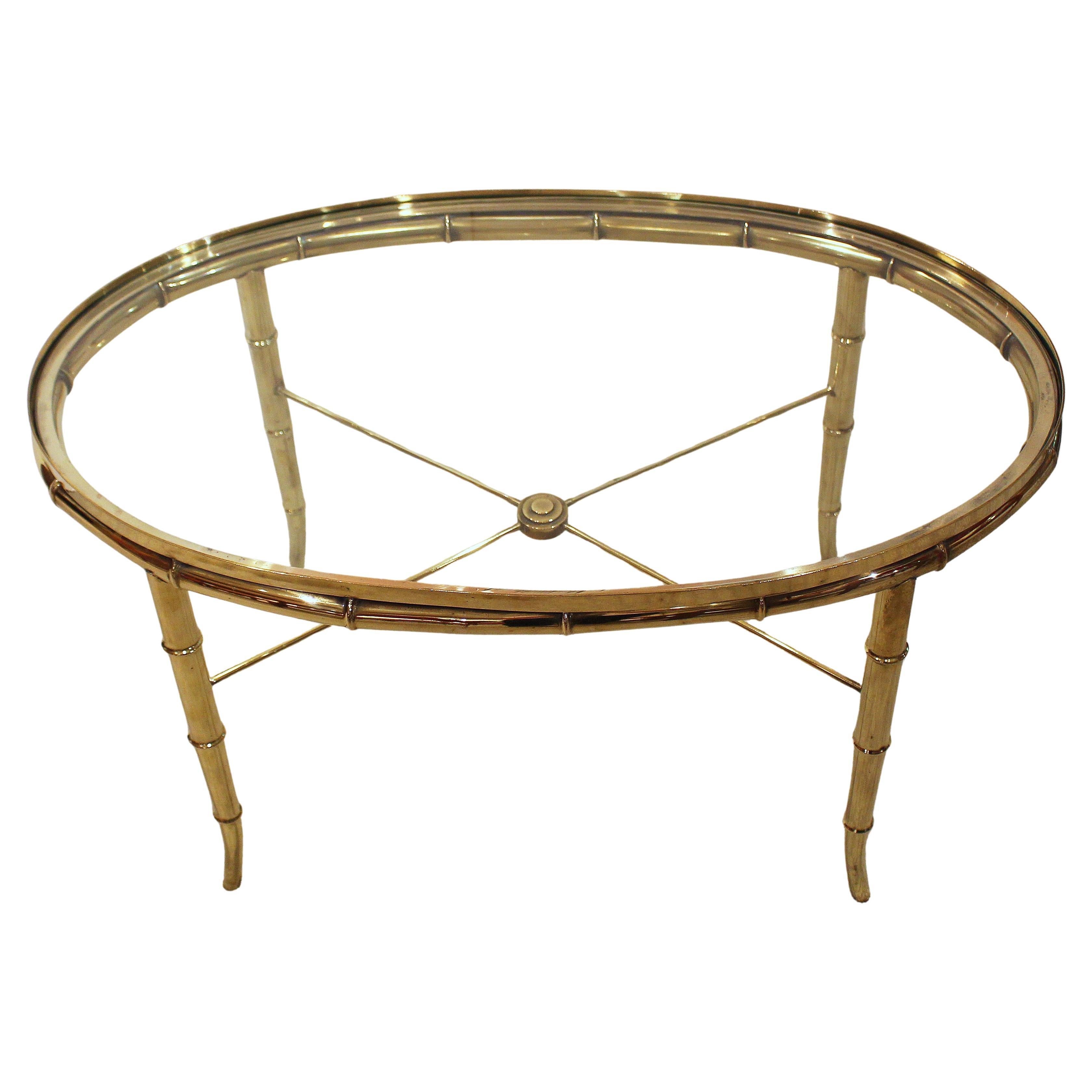 Oval Brass & Glass Coffee Table by Mastercraft, Grand Rapids, MI. For Sale