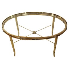 Oval Brass & Glass Coffee Table by Mastercraft, Grand Rapids, MI.