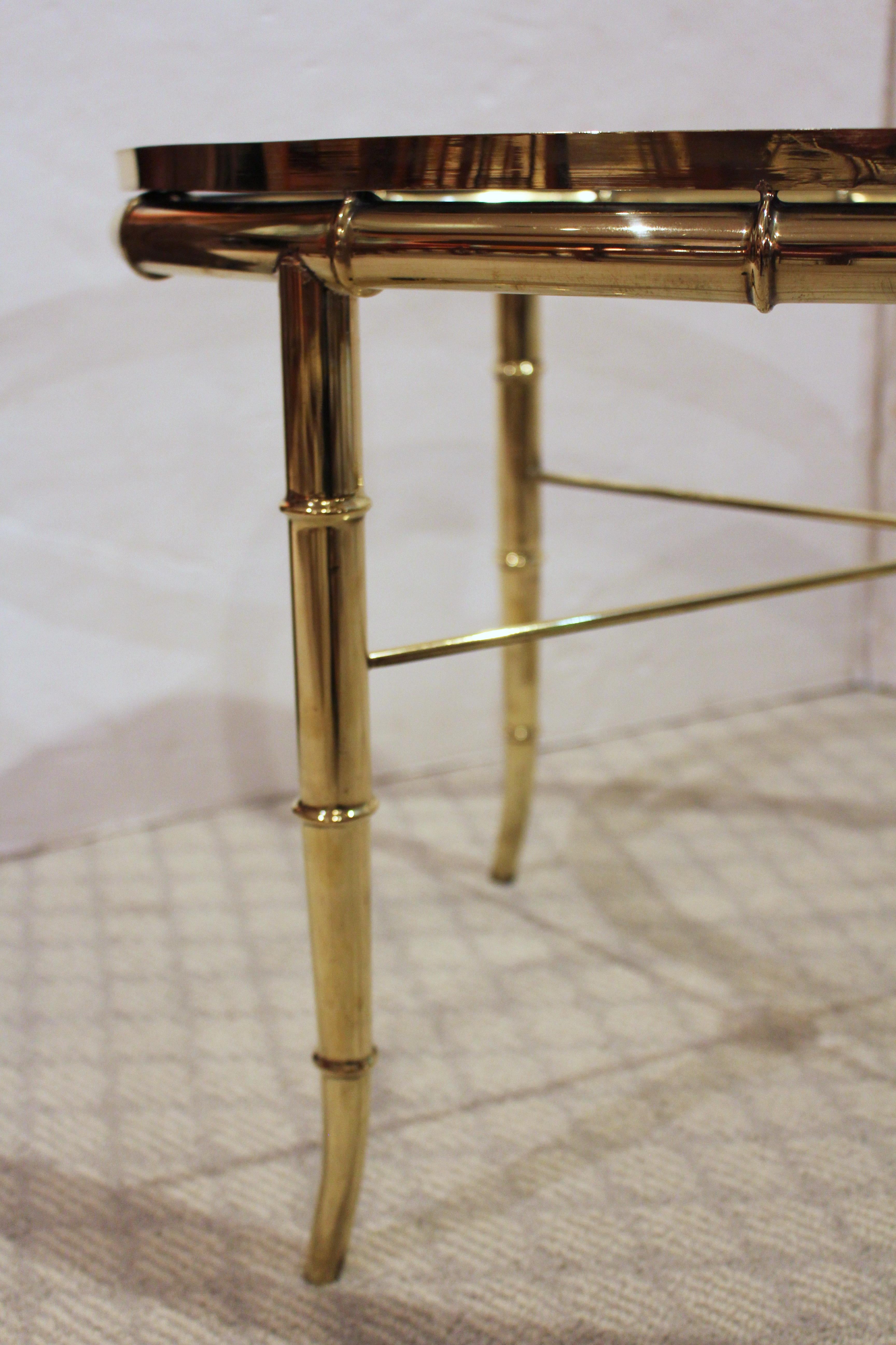 20th Century Oval Brass & Glass Coffee Table by Mastercraft, Grand Rapids, MI. For Sale