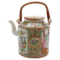 CIRCA 1860-80 Rose Medaillon Chinesisch Export Porzellan Teekanne