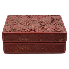 Late 19th Century Chinese Cinnabar Carved Lacquer Box