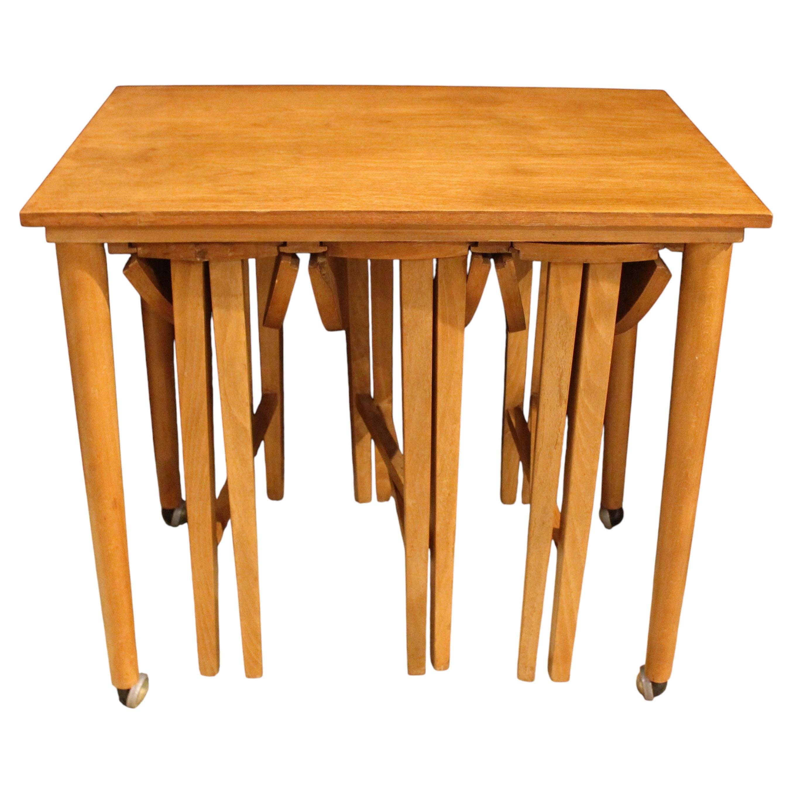 Circa 1960-70 Mid Century Modern Danish Table With Three Nesting Tables
