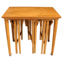 Circa 1960-70 Mid Century Modern Danish Table With Three Nesting Tables
