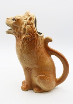 Mid-20th Century French Stoneware Lion Jug