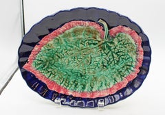 Circa 1880s English Pair of Majolica Begonia Leaf Sweetmeat Dishes