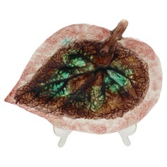 Circa 1880 English Majolica Begonia Leaf Serving Tray