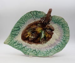Circa 1880 English Majolica Begonia Leaf Serving Tray