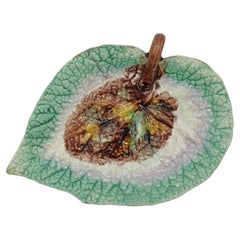 Circa 1880 English Majolica Begonia Leaf Serving Tray