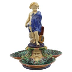 Circa 1861 English Majolica Centerpiece Sweetmeat Server by Minton