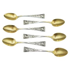 Vers 1900, lot de 6 cuillères à demitasse signées Shiebler
