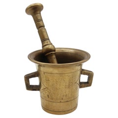 Late 19th Century European Brass Mortar and Pestle