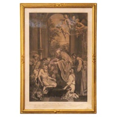 Circa 1820-50 Italian Copper Plate Engraving "The Last Communion of Saint Jerome