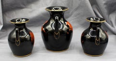 1859-1861 English Set of Three Greek Revival Amphora Vases by Bates, Brown-Westh