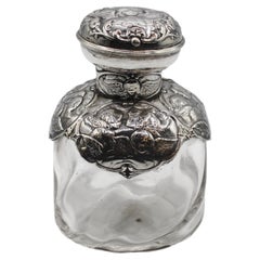 1898 English Sterling Silver and Blown Glass Scent Bottle