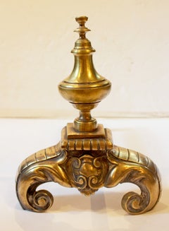 Circa 1860-80 Pair of French Baroque Revival Cast Brass Andirons