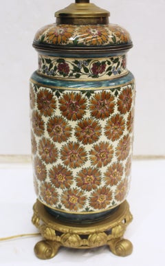1880-1881 Hungarian Porcelain Oil Lamp Mounted as an Electric Table Lamp