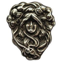 C. 1890-1910 American Watson & Newell Sterling Silver Woman's Face Ring
