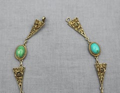 Circa 1950s-70s Israeli Sterling & Turquoise Yemenite Necklace