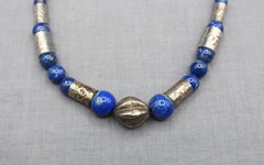 Vintage Hand-Crafted Lapis Lazuli and Silver Necklace