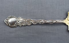 1890 American Marie Antoinette Sterling and Gilt Preserves Serving Spoon by Gorh