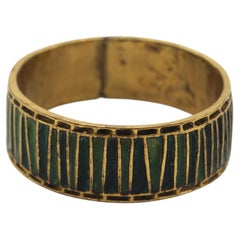 Bracelets en argent massif et or 14 carats émaillés, de style « Mid-Century Modern », fabriqués à la main vers 1970