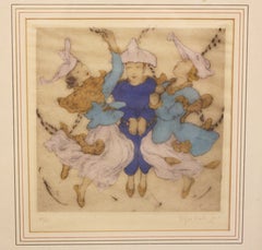Intaglio a punta secca inglese intitolato “The Dance” di Elyse Ashe Lord, risalente agli anni ’20-’30 circa