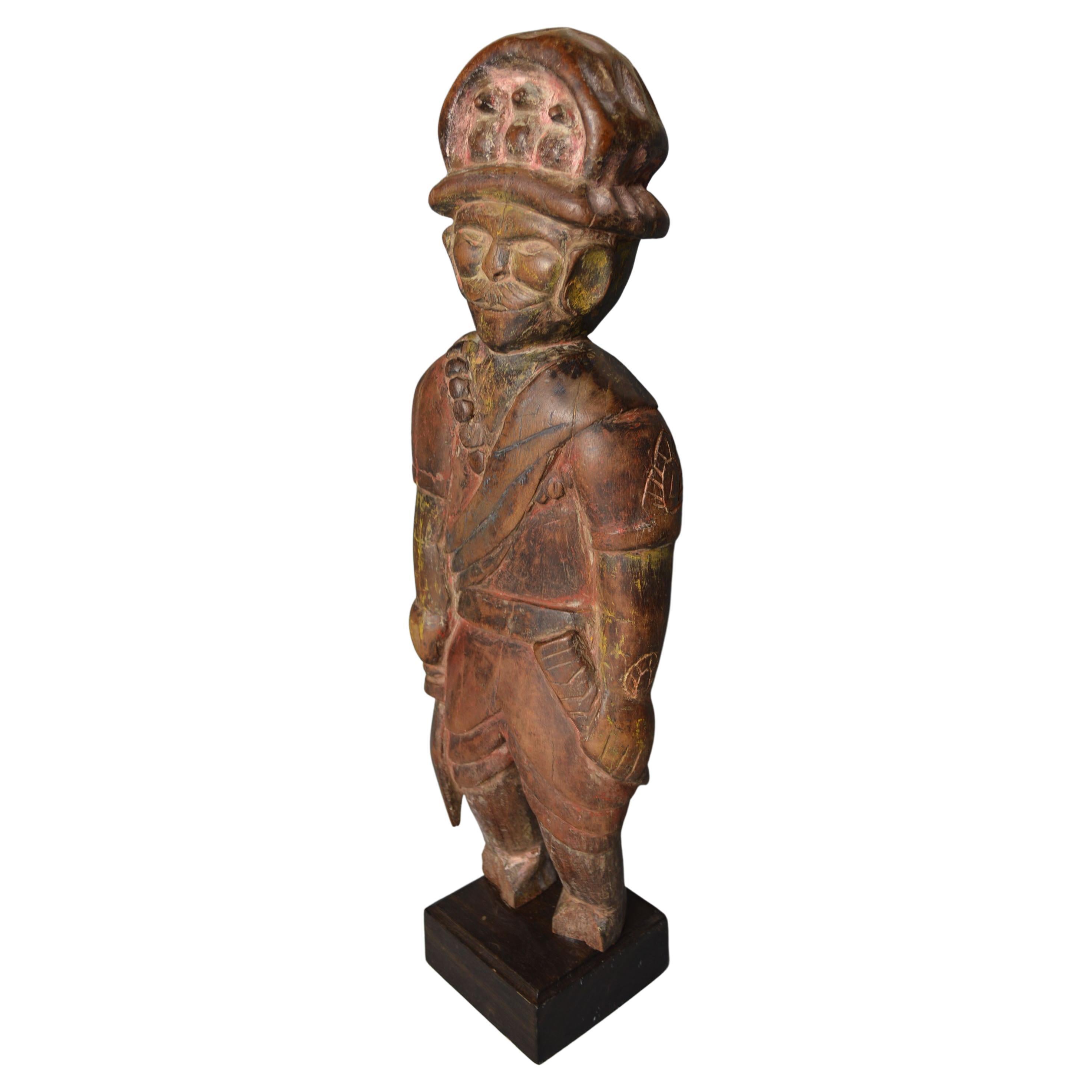 Rare vieux Himalaya Tibetan Wood Carved Folk art figure Tribal Art Asian Antiques