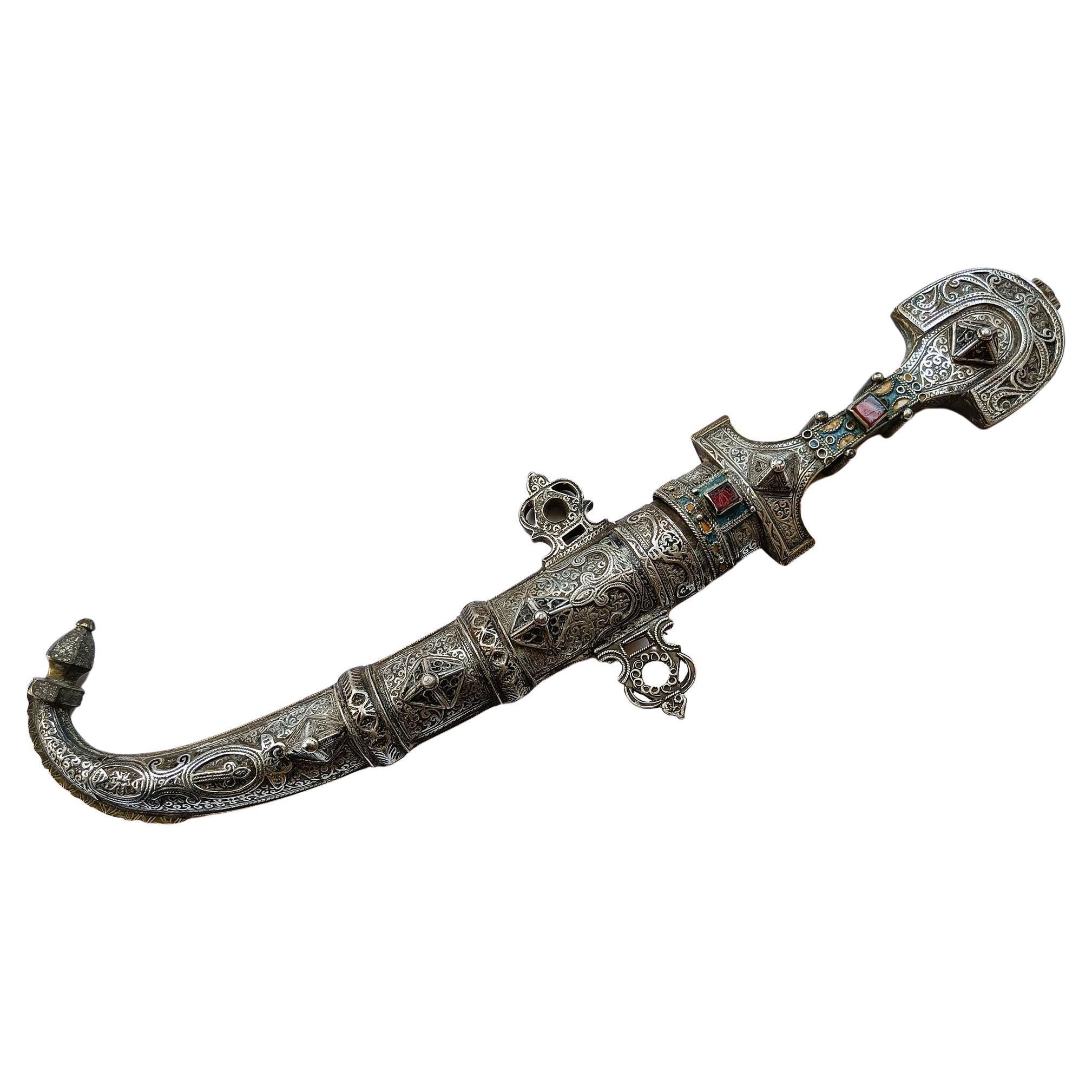 Hervorragende antike marokkanische Koumiya Berber Dagger 19. Jahrhundert islamische Kunst im Angebot