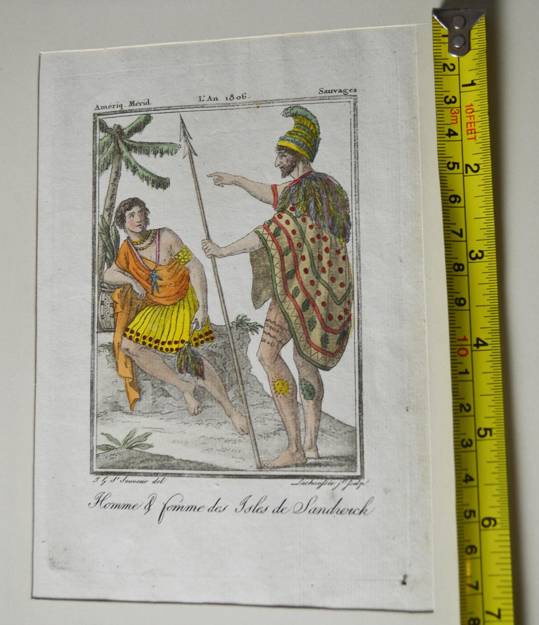 Antike ethnographische Stammesdrucke Set Kunst Deko Innenarchitektur (Französisch) im Angebot