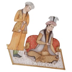 Pintura miniaturista indo-persa de estilo mogol de gran calidad para diseño de interiores