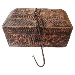 Antique Indian Carved wood box Rajasthan 18th C Folk art Interior Design Décor