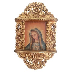 Spanish Colonial South American Painting Virgin folk art