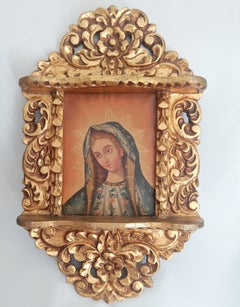 Spanish Colonial South American Painting Virgin folk art