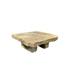 Mesa de jardín grande de piedra de York recuperada, de arenisca desgastada, para interior y exterior