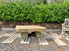 Large Reclaimed York Stone Indoor Outdoor Weathered Sandstone Garden Table