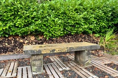 Large 6ft Carved York Stone Garden Bench  Wabi-Sabi Weathered Sandstone Seat