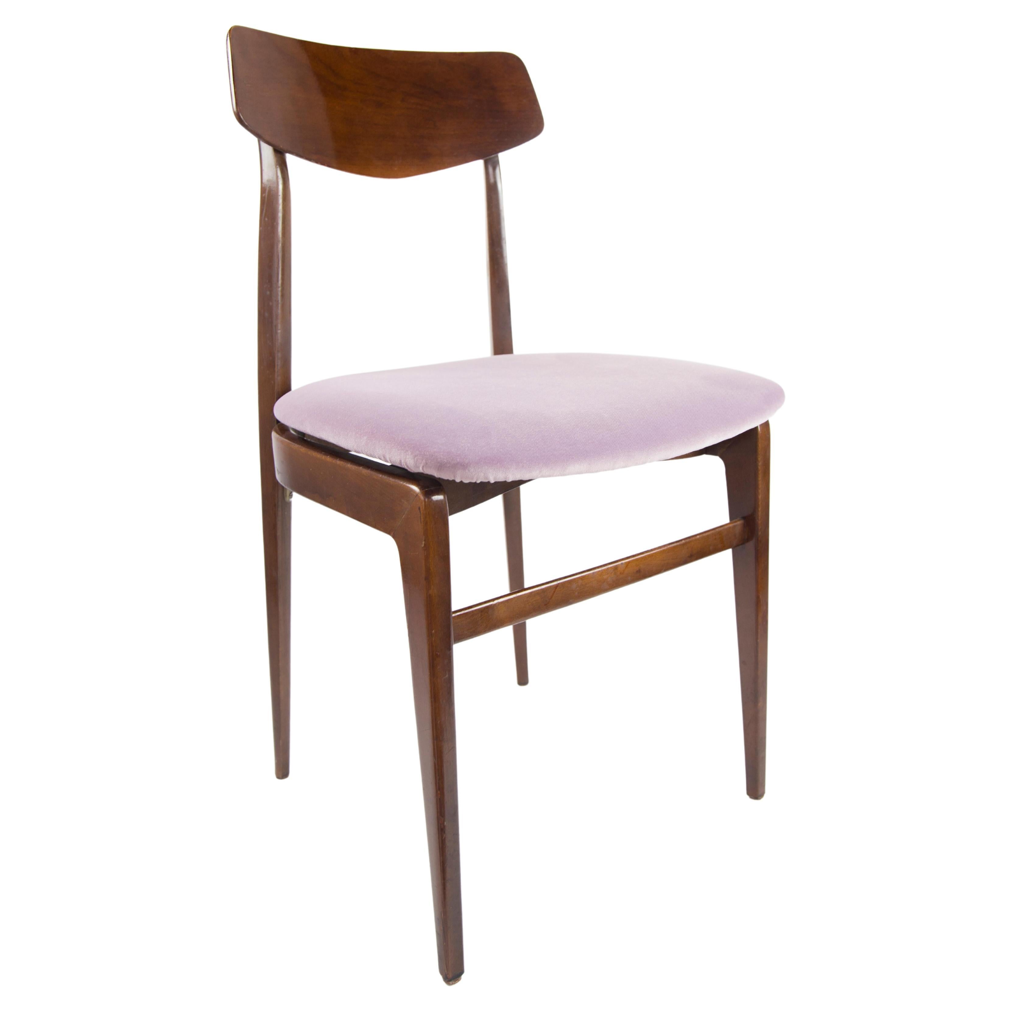 Set of 2 Teak Dining Chairs with Velvet Seat, Scandinavian Design, 1960s
