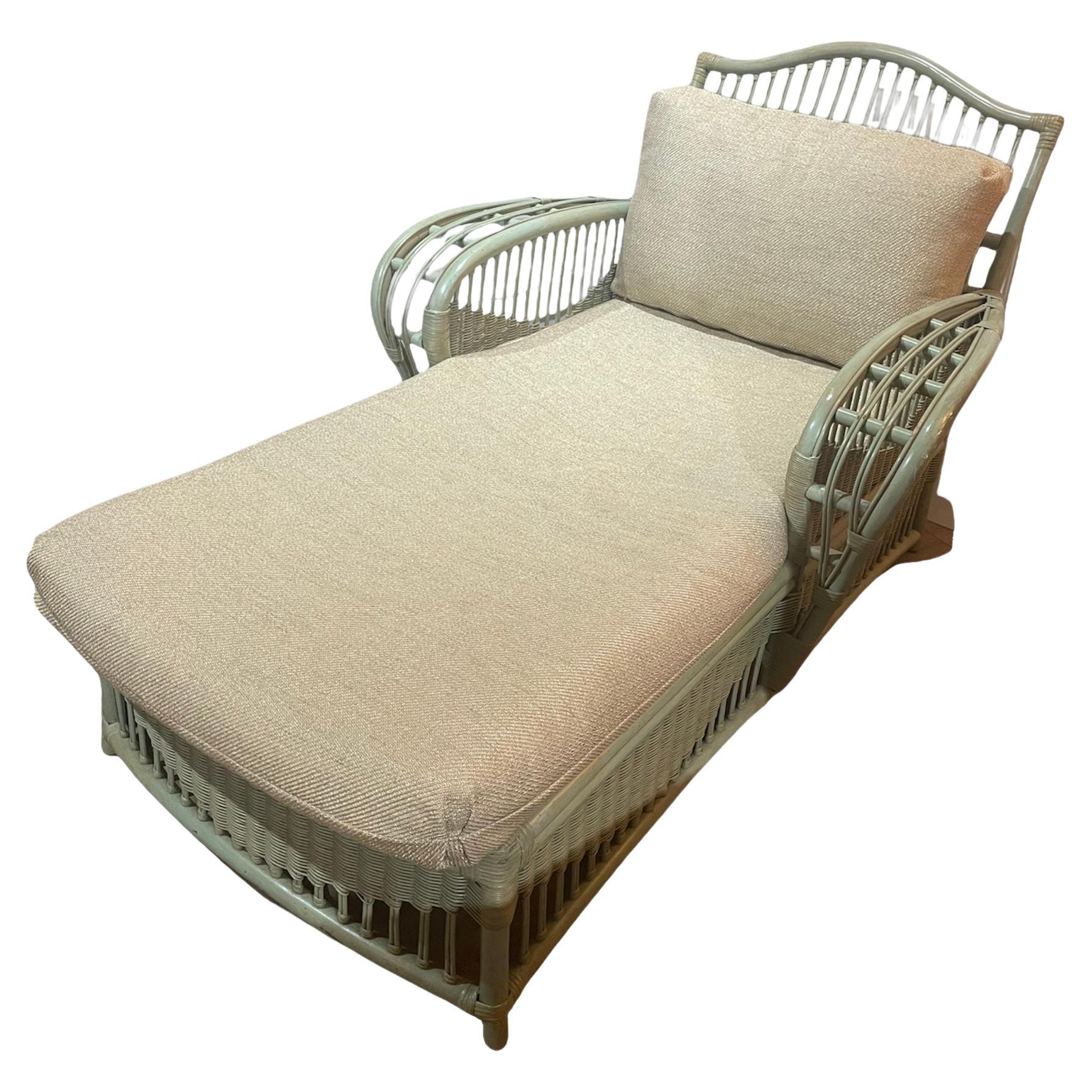 Ficks Reed Chaise with Original Pillows, Newly Upholstered For Sale at  1stDibs