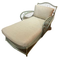 Ficks Reed Chaise with Original Pillows, Newly Upholstered